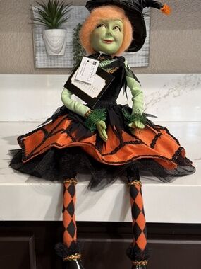 Katherine's Collection Witch Lanky Leg Spider Holiday Doll Halloween Decor